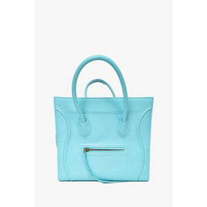 Celine Aqua Blue Leather Phantom Luggage Tote Bag
